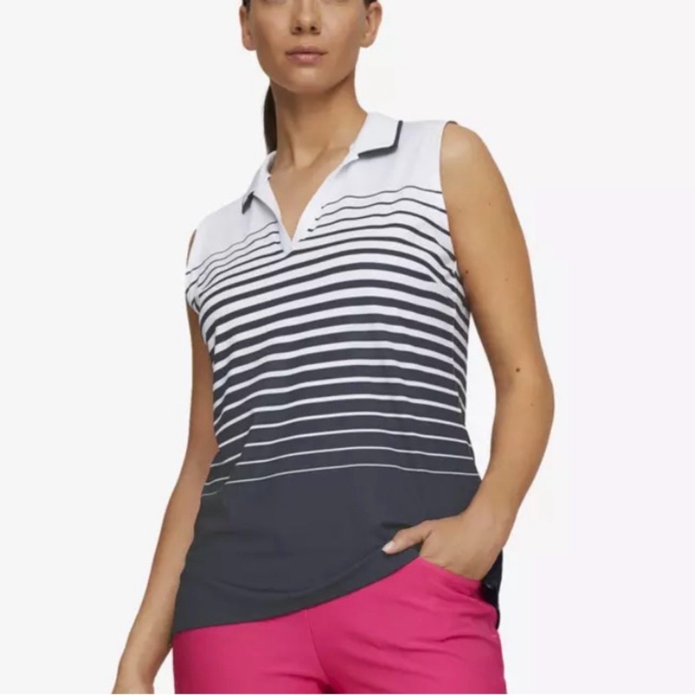 Puma blue and White Striped Sleeveless Blouse